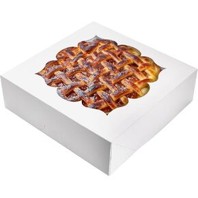 30 Pack Pie Boxes with Window 10x10x3 in Bakery Boxes Perfect for Pies, Cheesecake, Cookies, Muffins and Chocolate Covered Strawberries (White)