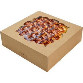 30 Pack Pie Boxes with Window 10x10x3 in Bakery Boxes Perfect for Pies, Cheesecake, Cookies, Muffins and Chocolate Covered Strawberries (White)
