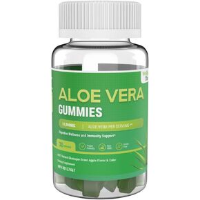 Well This Aloe Vera Gummies - Dietary Supplement - 60 Count, 30 day supply for acid reflux, leaky gut, constipation, skin, digestion. Great tasting, more convenient than liquid aloe vera supplements.