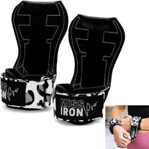 Weight Lifting Grips for Women – Premium Wrist Straps for Weightlifting Women – Adjustable Wrist Support Hand Gloves Ideal for Bodybuilding, Powerlifts, Deadlifts – Padded Lifting – Leopard Print