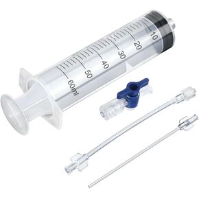Tubeless Sealant Injector Kit for Bicycle with 2 hoses, Cycling Bike Tire No Tubes Sealant Plastic Syringe 60ML