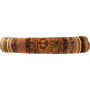 Handmade Fabric Gold-Brown Yoga Mat Flower Bag ccessory Carrier Gym Tribal Art Thai Craft
