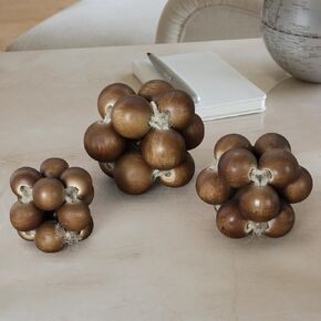 Oakrain Wood Knot Link Ball Decor, Small Decorative Ball Decor Set of 3, Home Decor Modern Farmhouse Shelf Decor Rustic Decorative Objects for Home Living Room Bedroom Coffee Table Decorations