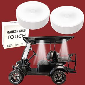 2-Pk Universal Golf Cart Roof Stick في أي مكان بلمسة واحدة LED Light يناسب نادي السيارات، فصاعدا، سابقة، EZGO، Yamaha، عربات Garia، قرص يعمل بالبطارية AAA مصمم لاستخدام عربة الجولف، هدايا رائعة للجولف