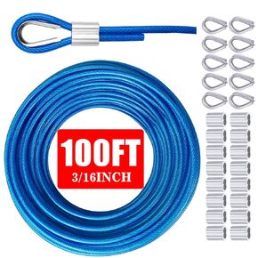 Stainless Steel Cable & Wire Rope 3/16" Vinyl Coated Steel Cable 50ft/100ft Length Ideal String Light Cable