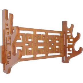 3 Tier Bamboo Sword Holder Wall Mount Display Stand Samurai Sword Rack Hanger for Katana Wakizashi Tanto Genji