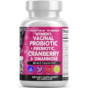 Vaginal Probiotics For Women + Prebiotics 20 Billion Cranberry Pills 30,000mg w/ D-Mannose 500 mg for Urinary Tract Health pH Balance - Womens Probiotic Vitamins for Vaginal Health Supplements Pills