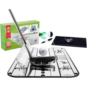 Premium Golf Alignment Mirror - All in One Value Pack Golf Putting Practice Aids ​to Improve All Aspects of Your Short Game