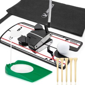 Montela Golf Putting Alignment Mirror with Putting Cup Combo, Portable Putting Mirror Training Aid for Golf Practice Putting Trainer with Hole Cup Set for Beginners Golfing Equipment and Accessories