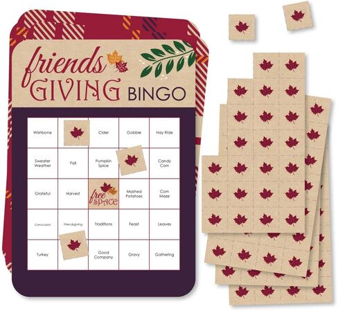 Big Dot of Happiness Friends Thanksgiving Feast - Bingo Cards and Markers - Friendsgiving Party Bingo Game - Set of 18 in Saudi Arabia
