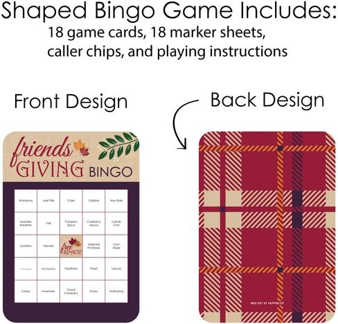 Big Dot of Happiness Friends Thanksgiving Feast - Bingo Cards and Markers - Friendsgiving Party Bingo Game - Set of 18 in Saudi Arabia