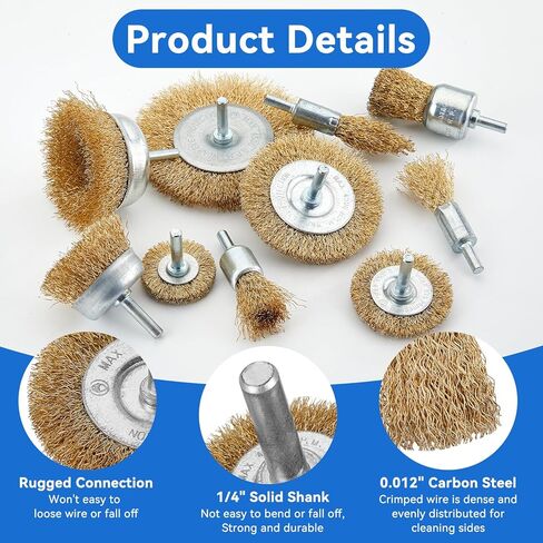 مجموعة عجلات فرشاة سلكية مكونة من 18 قطعة للمثقاب، مجموعة فرش أكواب فرشاة سلكية مطلية بالنحاس الكاشطة مع ساق سداسية مقاس 1/4 بوصة للتلميع وإزالة الأزيز وإزالة الشحوم وإزالة التآكل in Kuwait
