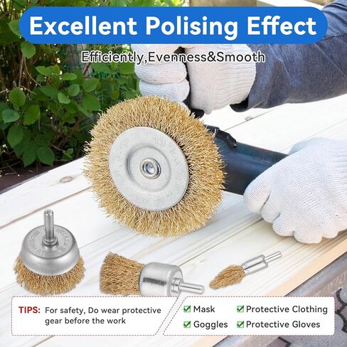 مجموعة عجلات فرشاة سلكية مكونة من 18 قطعة للمثقاب، مجموعة فرش أكواب فرشاة سلكية مطلية بالنحاس الكاشطة مع ساق سداسية مقاس 1/4 بوصة للتلميع وإزالة الأزيز وإزالة الشحوم وإزالة التآكل in Kuwait
