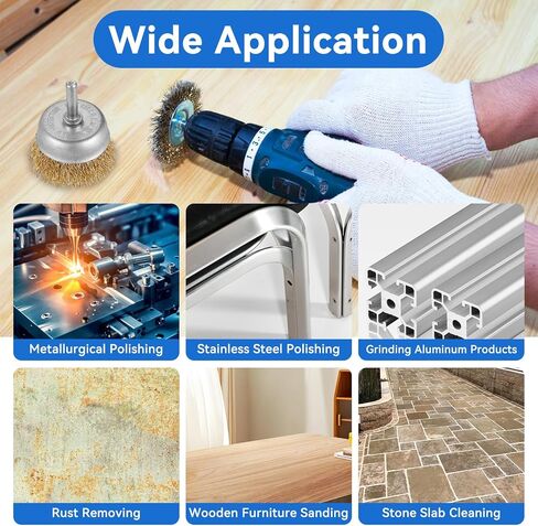 مجموعة عجلات فرشاة سلكية مكونة من 18 قطعة للمثقاب، مجموعة فرش أكواب فرشاة سلكية مطلية بالنحاس الكاشطة مع ساق سداسية مقاس 1/4 بوصة للتلميع وإزالة الأزيز وإزالة الشحوم وإزالة التآكل in Kuwait