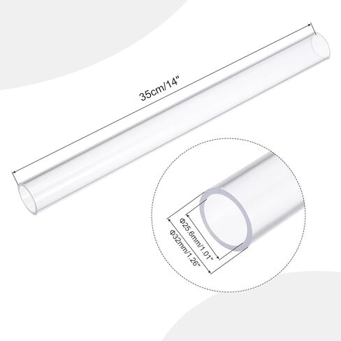 MECCANIXITY 1 1/4 Inch Clear PVC Rigid Tube Round Pipe 25.6mm ID 32mm OD 14" High Impact for Water Pipe, Aquarium, Fish Tank, Greenhouse Garden, Clear in Saudi Arabia