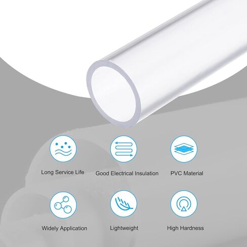 MECCANIXITY 1 1/4 Inch Clear PVC Rigid Tube Round Pipe 25.6mm ID 32mm OD 14" High Impact for Water Pipe, Aquarium, Fish Tank, Greenhouse Garden, Clear in Saudi Arabia