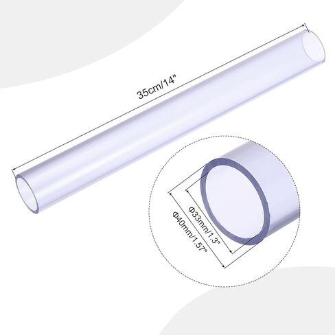 MECCANIXITY 1 1/4 Inch Clear PVC Rigid Tube Round Pipe 25.6mm ID 32mm OD 14" High Impact for Water Pipe, Aquarium, Fish Tank, Greenhouse Garden, Clear in Saudi Arabia