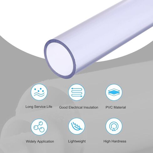 MECCANIXITY 1 1/4 Inch Clear PVC Rigid Tube Round Pipe 25.6mm ID 32mm OD 14" High Impact for Water Pipe, Aquarium, Fish Tank, Greenhouse Garden, Clear in Saudi Arabia