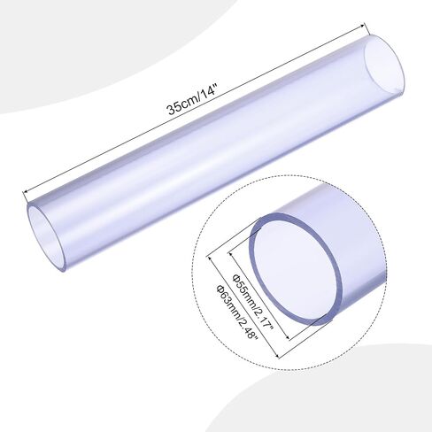 MECCANIXITY 1 1/4 Inch Clear PVC Rigid Tube Round Pipe 25.6mm ID 32mm OD 14" High Impact for Water Pipe, Aquarium, Fish Tank, Greenhouse Garden, Clear in Saudi Arabia