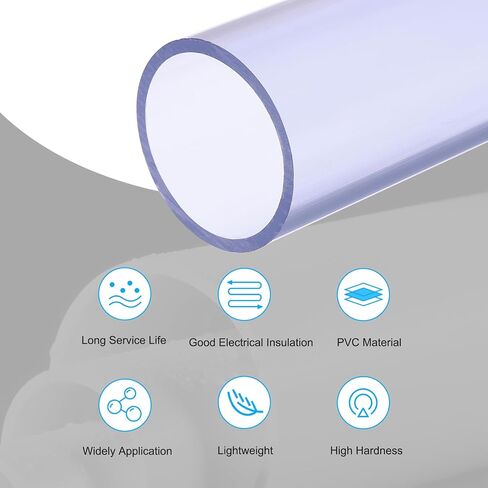 MECCANIXITY 1 1/4 Inch Clear PVC Rigid Tube Round Pipe 25.6mm ID 32mm OD 14" High Impact for Water Pipe, Aquarium, Fish Tank, Greenhouse Garden, Clear in Saudi Arabia