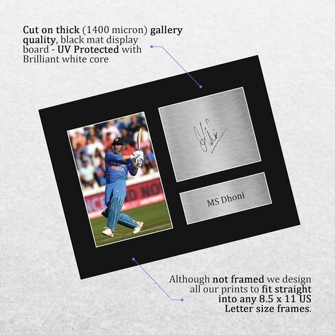 HWC Trading MS Dhoni Indian Cricket Team Gifts صورة مطبوعة موقعة لمحبي تذكارات الكريكيت - مقاس الحروف الأمريكية in Kuwait