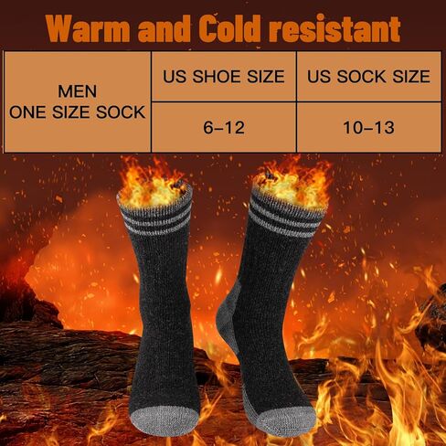 COOVAN Mens Merino Wool Crew Socks Thermal Warm Winter Socks Soft Cozy Boot Socks for Cold Weather Work Hiking 5 Pairs in Kuwait