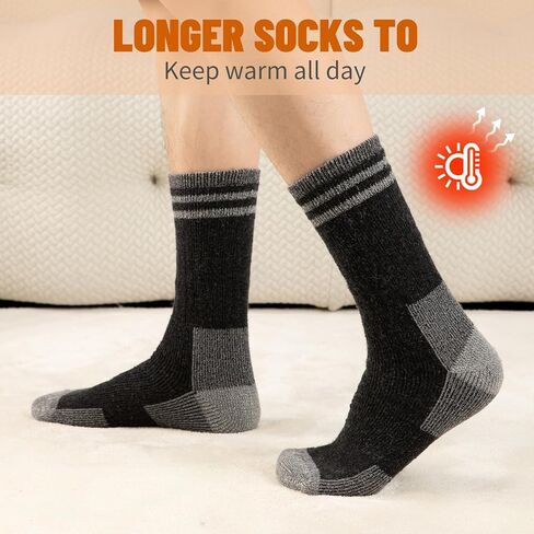 COOVAN Mens Merino Wool Crew Socks Thermal Warm Winter Socks Soft Cozy Boot Socks for Cold Weather Work Hiking 5 Pairs in Kuwait