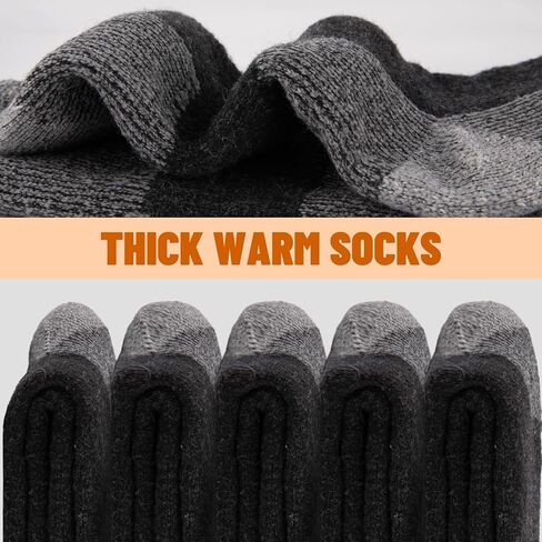 COOVAN Mens Merino Wool Crew Socks Thermal Warm Winter Socks Soft Cozy Boot Socks for Cold Weather Work Hiking 5 Pairs in Kuwait