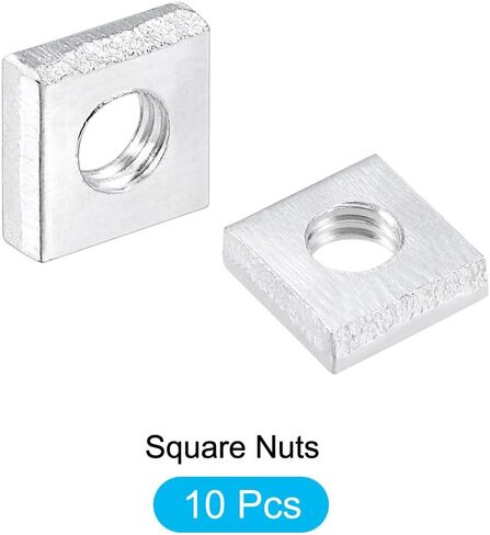 METALLIXITY Square Nuts (M3x6mmx2mm/M3x0.24"x0.08") 100Pcs, Carbon Steel Zinc-Plated Square Machine Screw Nuts - for Indoor and Outdoor, Silver in Saudi Arabia
