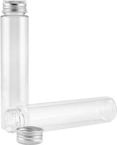 PINGEUI 40 حزمة 140 × 30 مم أنابيب اختبار بلاستيكية مع أغطية لولبية، أنابيب اختبار 110 مل أنابيب اختبار بلاستيكية شفافة لملح الحمام، حاويات الحلوى للحفلات، الزفاف، عيد الميلاد، والهالوين in Kuwait