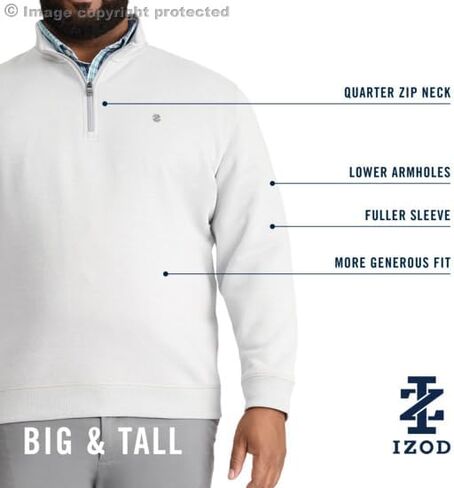 IZOD Men's Big and Tall Advantage Performance Quarter Zip Fleece Pullover Sweatshirt in Saudi Arabia