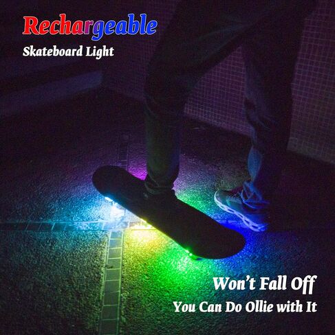Rechargeable Skateboard Lights Led,Scooter Light,Electric Underglow Longboard Light,Skateboard Accessory,Skateboard Gift,Light for Skate Board,Long Board Night Riding Lithium Battery (4) in Saudi Arabia