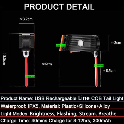 ضوء خلفي للدراجة LED قابل لإعادة الشحن، ضوء دراجة خلفي لركوب الدراجات ليلاً، ملحقات الدراجة الجبلية الخلفية الساطعة، ضوء تحذير مضاد للماء للأطفال البالغين in Saudi Arabia