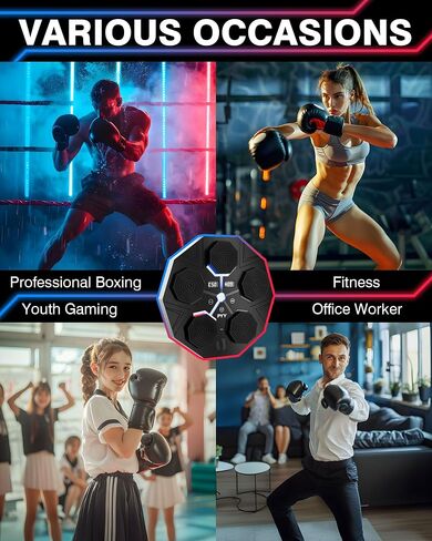 PYY Music Boxing Machine - Wall Mounted Musical Punching Pad, 9 Speeds 5 Volumes 2 Colors Led Electronic Workout Traning Equipment with Gloves, 16.4FT Smart Bluetooth Beat Trainer for Adults Kids Home in Saudi Arabia