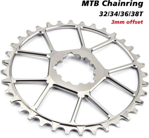MTB Bike Chainring Wide Narrow Teeth Chainwheel 8/9/10/11S Mountain Bicycle ChainWheel 32/34/36/38T Ultralight 55g 3-Nail (38T Black) in Saudi Arabia