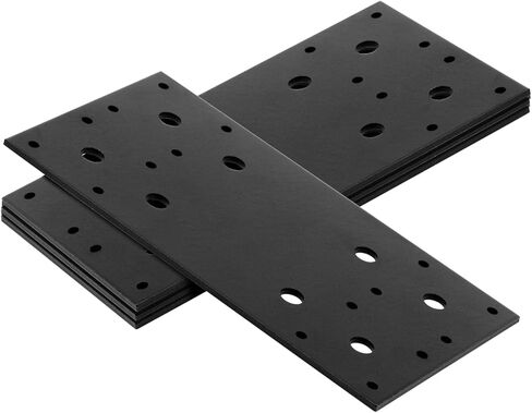 4 Pcs 8-5/8" x 4-5/8" Black Flat Mending Plate, Steel Straight Joint Bracket Fixing Repair Tie Plate Corner Brace Connectors for Wood Furniture Timber, Thick 7/64" in Saudi Arabia