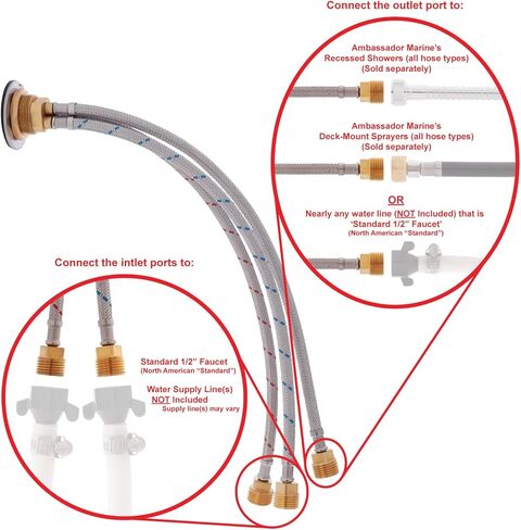 Aidack- صمام تحكم مجوف (خلاط ساخن/بارد)، كوب وغطاء أبيض دافئ، مقبض Aidack من الكروم - 136-1711-CW-W in Kuwait