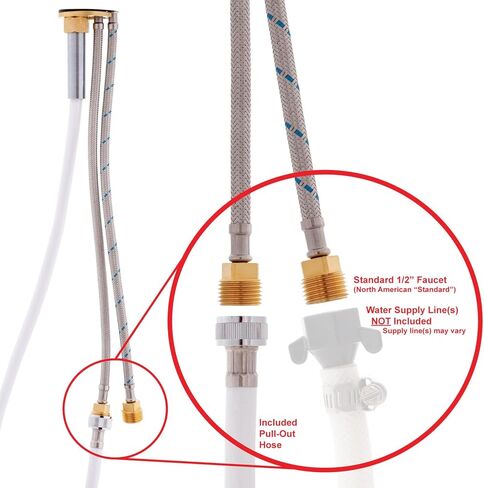 Ambassador Marine Aidack - صنبور سطح قابل للسحب (بارد فقط) (بخاخ أبيض قطبي صغير (بدون خطاف)، خرطوم مطاطي أبيض بطول 10 بوصات) (كروم/أبيض قطبي) 134-1748-CA-W in Kuwait