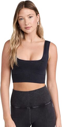 Free People Women's Square Neck Good Karma Bra, Black, M-L in Saudi Arabia