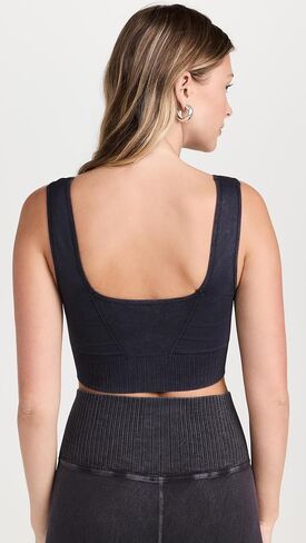 Free People Women's Square Neck Good Karma Bra, Black, M-L in Saudi Arabia
