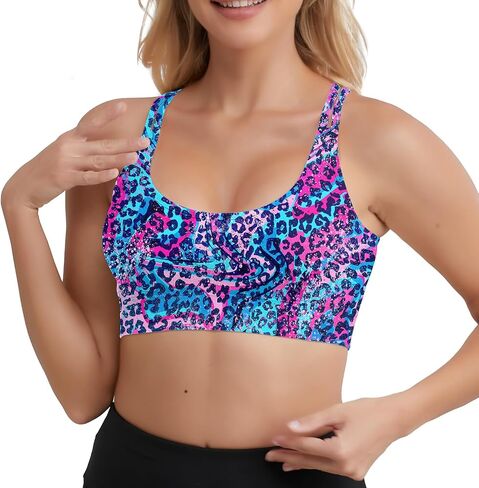 Cross Back Sports Bra for Women,Padded Strappy Medium Impact Support Yoga Bra for Workout Fitness in Saudi Arabia