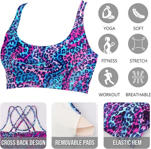 Cross Back Sports Bra for Women,Padded Strappy Medium Impact Support Yoga Bra for Workout Fitness in Saudi Arabia