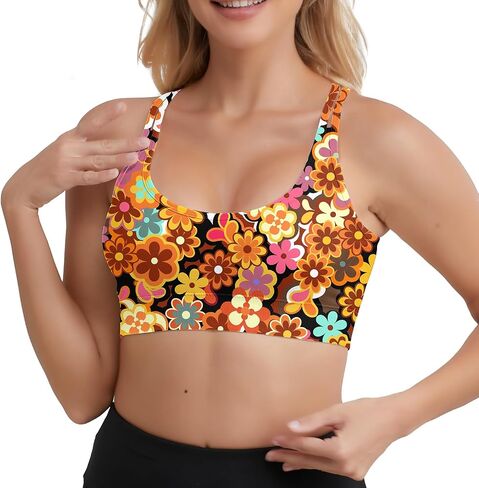 Cross Back Sports Bra for Women,Padded Strappy Medium Impact Support Yoga Bra for Workout Fitness in Saudi Arabia