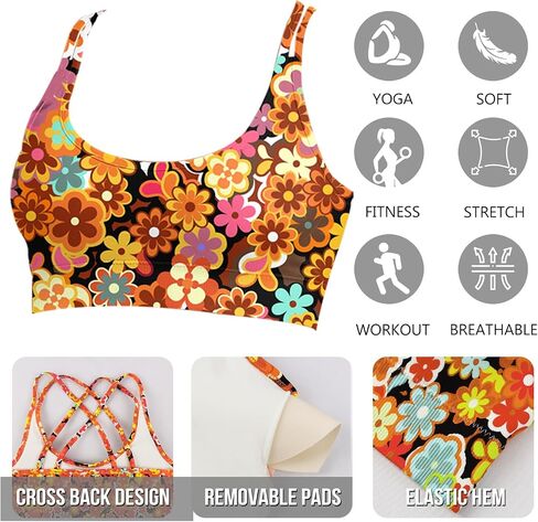 Cross Back Sports Bra for Women,Padded Strappy Medium Impact Support Yoga Bra for Workout Fitness in Saudi Arabia