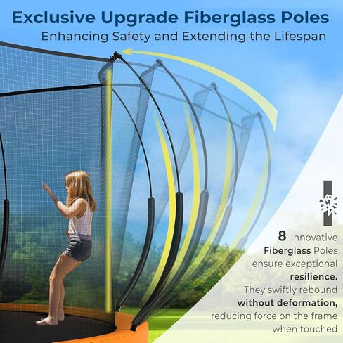 Tatub 14FT Outdoor Trampoline for Kids and Adults, Upgraded Trampoline with Enclosure Net and Fiberglass Curved Poles, Recreational Backyard Trampoline with Accessories Set, Capacity for 4-6 in Kuwait