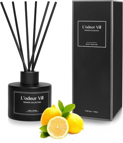 موزع روائح عطر L'odeur Vill Reed، 3.4 أونصة (100 مل) مجموعة ناشر روائح اللافندر إبرة الراعي مع 6 أعواد ناشرة للزيوت، ناشر رائحة عطرية سوداء غير لامعة، عطر منزلي طويل الأمد للحمام والحمام in Saudi Arabia