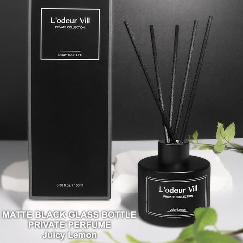 موزع روائح عطر L'odeur Vill Reed، 3.4 أونصة (100 مل) مجموعة ناشر روائح اللافندر إبرة الراعي مع 6 أعواد ناشرة للزيوت، ناشر رائحة عطرية سوداء غير لامعة، عطر منزلي طويل الأمد للحمام والحمام in Saudi Arabia