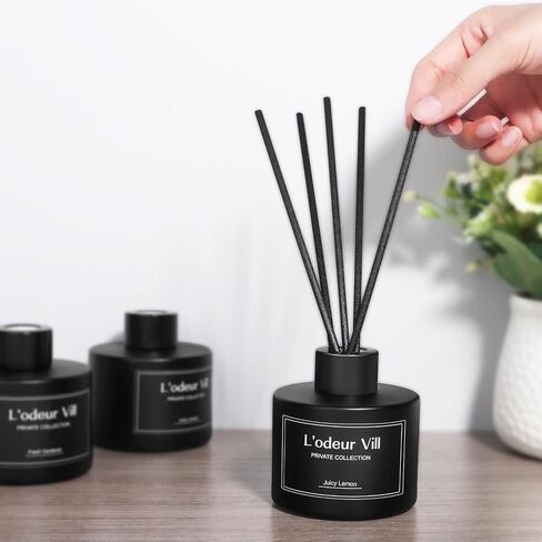 موزع روائح عطر L'odeur Vill Reed، 3.4 أونصة (100 مل) مجموعة ناشر روائح اللافندر إبرة الراعي مع 6 أعواد ناشرة للزيوت، ناشر رائحة عطرية سوداء غير لامعة، عطر منزلي طويل الأمد للحمام والحمام in Saudi Arabia