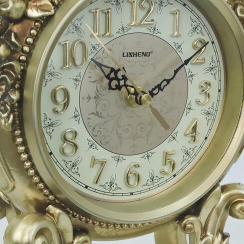 15''H الباروك نمط ساعة مكتب رف Clcok بطارية تعمل الراتنج الروكوكو الذهبي العتيقة ساعة الذكرى Clcok لغرفة المعيشة غرفة نوم ديكور مكتب in Kuwait