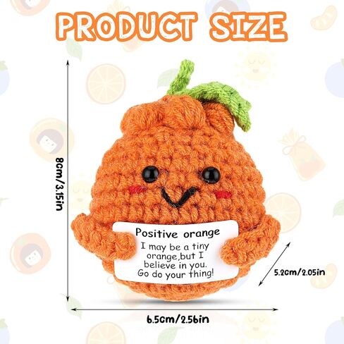 هدية كروشيه برتقالية مصنوعة يدويًا، دمية كروشيه برتقالية إيجابية هدايا ملهمة لطيف دمية برتقالية محبوكة لعبة برتقالية مضحكة لتشجيع تزيين حفلات أعياد الميلاد والأصدقاء in Kuwait